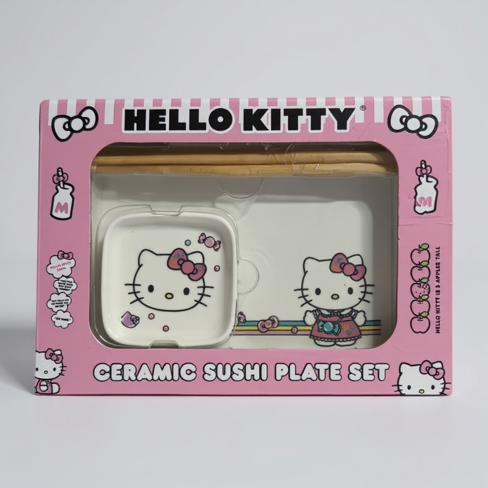 Hello Kitty Pink and White Sushi Plate Set